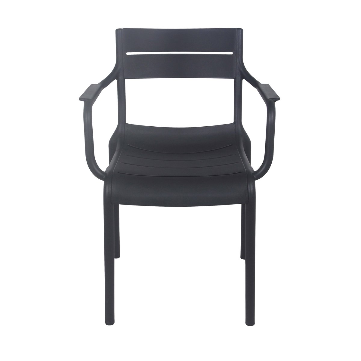 Lot de 4 chaises de terrasse avec accoudoirs en plastique, PANAME noir, OVIALA