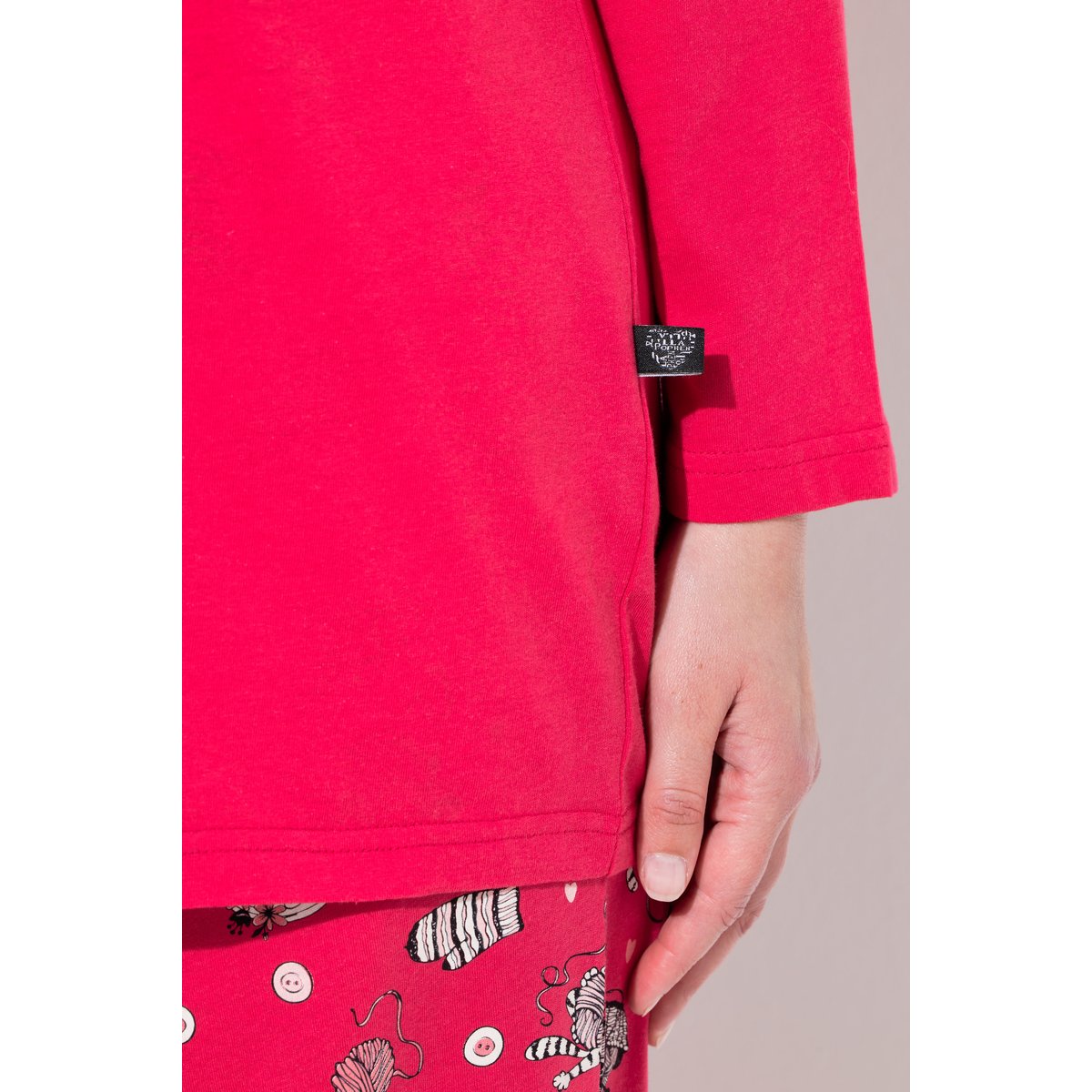 Pyjama avec col tunisien et manches longues magenta, ULLA POPKEN