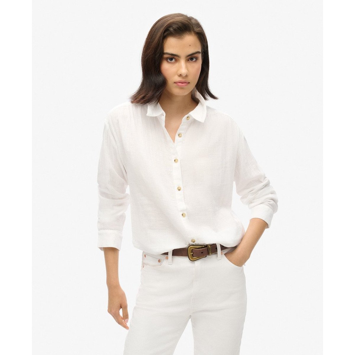 Chemise de plage longue blanc, SUPERDRY