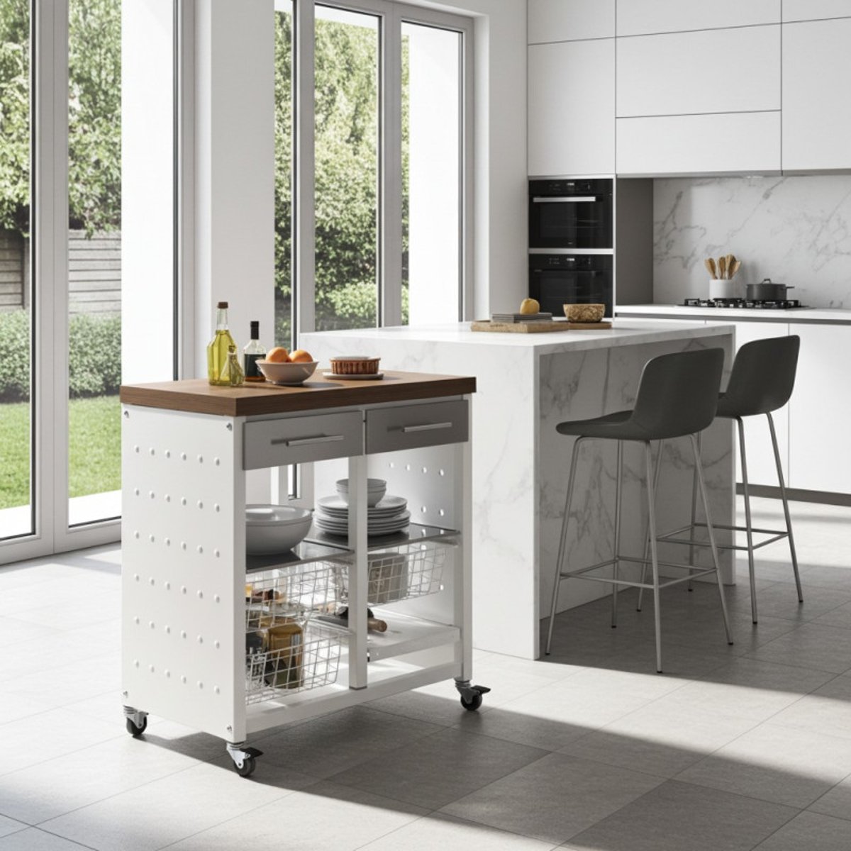 Desserte de cuisine double convertible en table d'appoint, EKO cerisier le gard, DON HIERRO