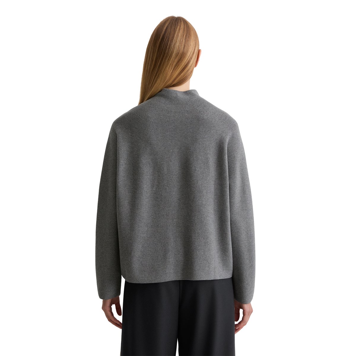 Pull-over seamless loose en coton bio doux gris, MARC O'POLO
