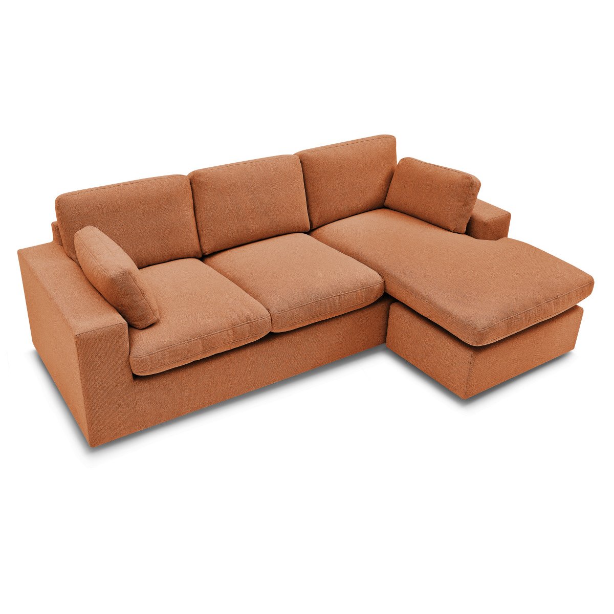 Canapé d'angle fixe 3 places en tissu, BELAIR orange, BOBOCHIC