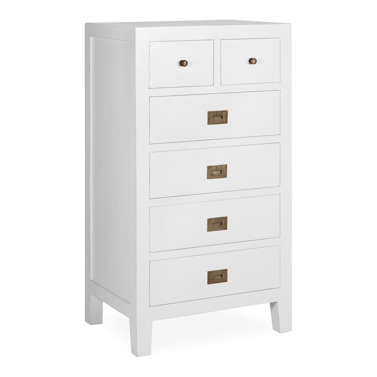 Chiffonnier 6 tiroirs bronze - MÉLICIA blanc, DECORATION D’AUTREFOIS