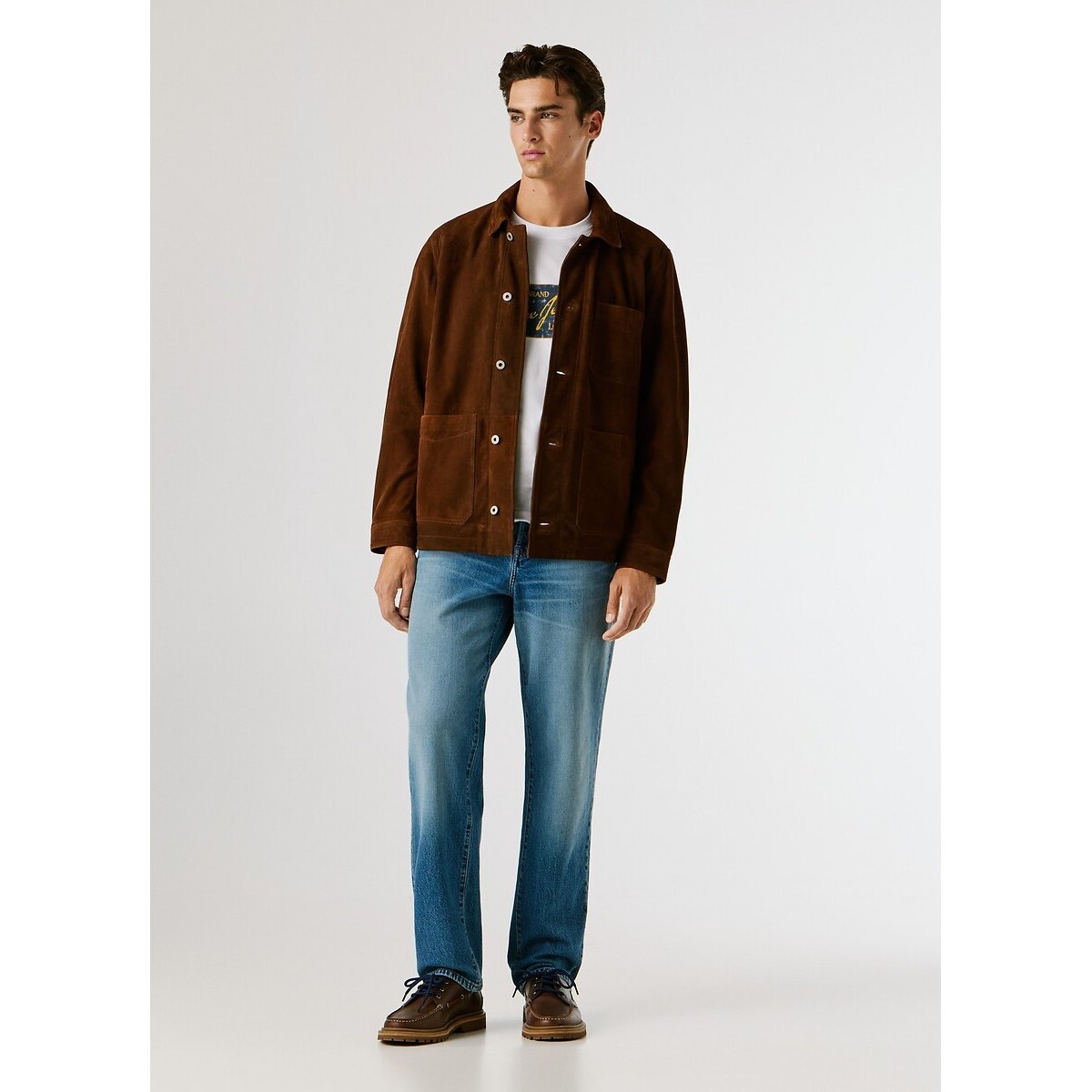 Blouson en cuir SINBAR marron, PEPE JEANS