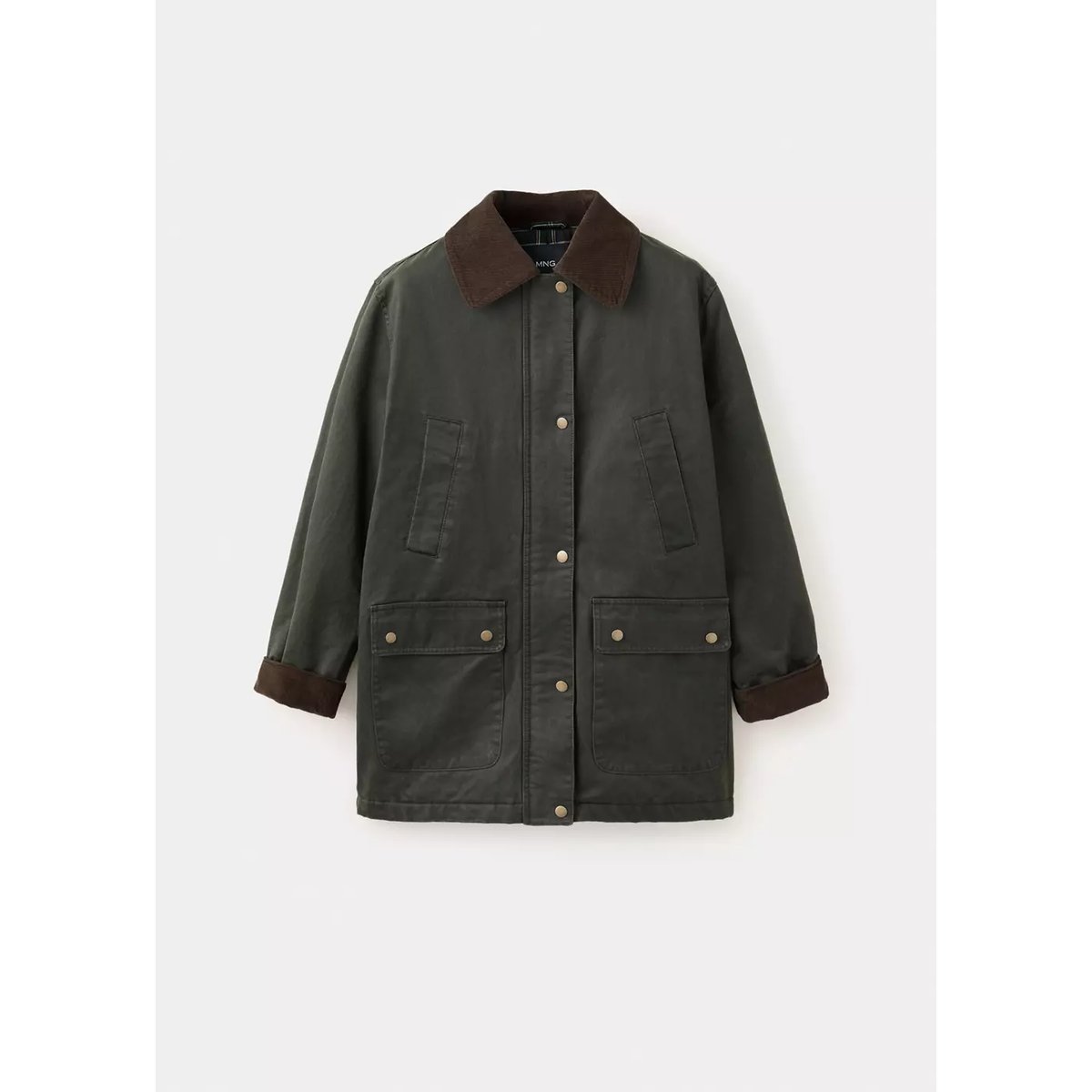 Parka coton en velours côtelé vert moyen, MANGO TEEN
