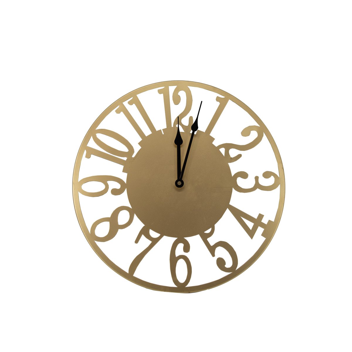Horloge murale ronde en métal avec heures chiffrées doré, ART FOR THE HOME