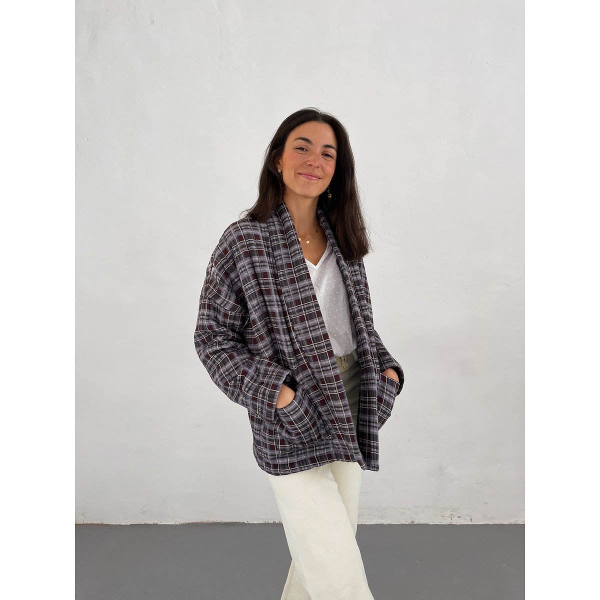 Veste à carreaux taille unique LOLA beige, MINDTRAVELER
