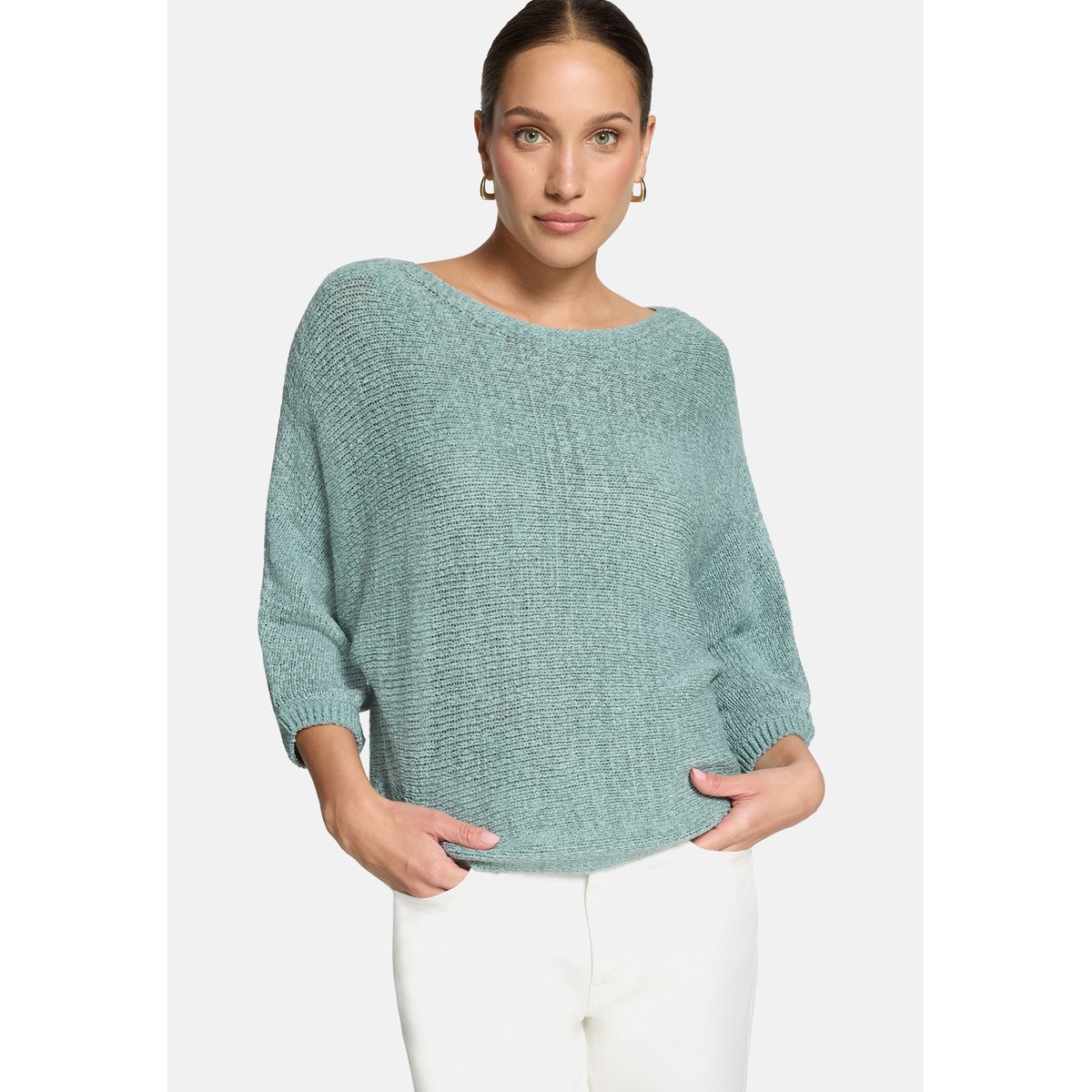 Pull-over en grosse maille à manches chauve-souris silver blue, ZERO