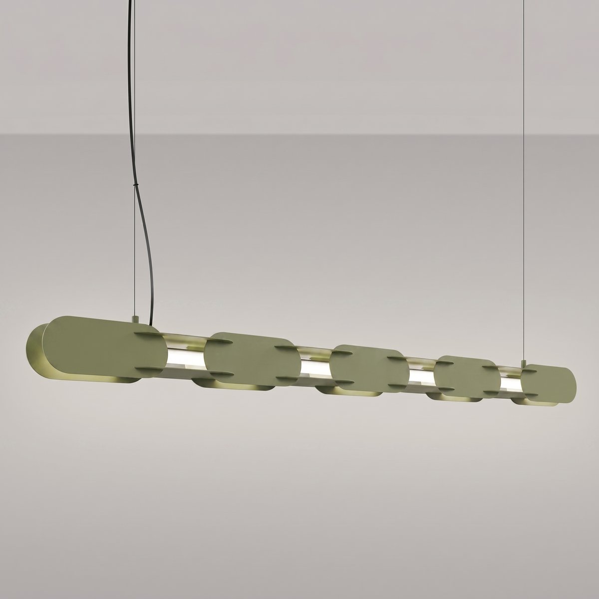 Suspension Acier Vert Olive LED 1 Chain vert olive, EDEN