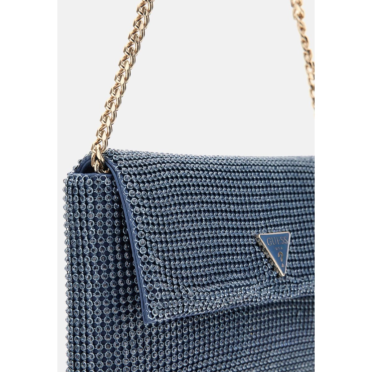 Mini Sac À Bandoulière Zalina Strass bleu, GUESS