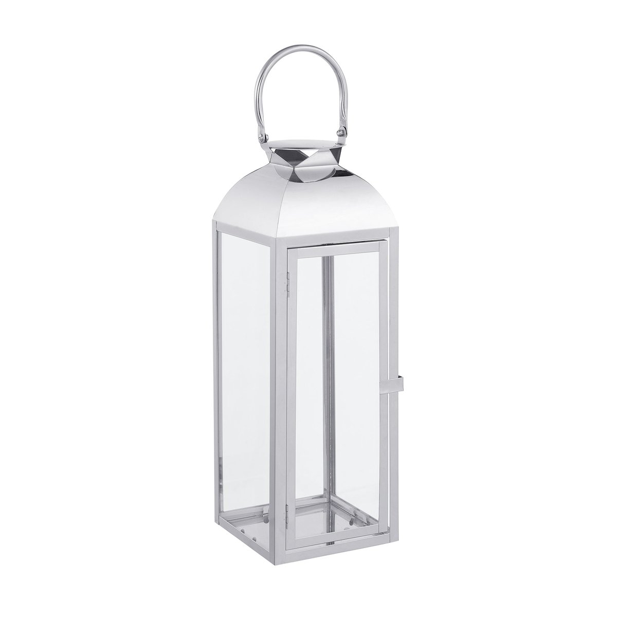 Lanterne décorative en verre et acier H43 AVA argenté, SIA DECO