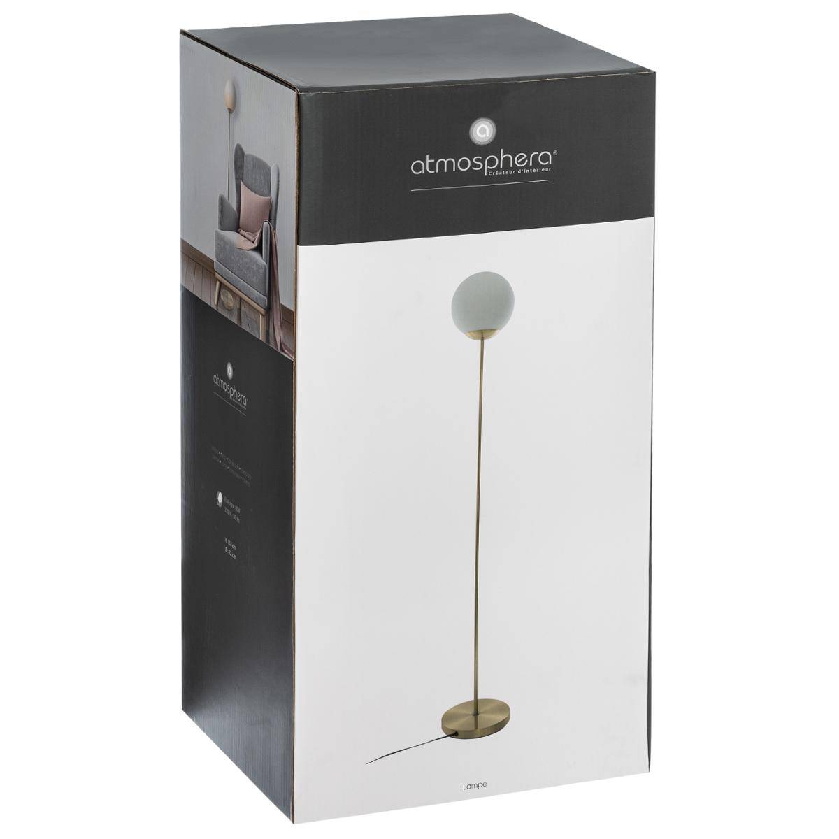 Lampadaire métal et verre dépoli DRIS doré, ATMOSPHERA