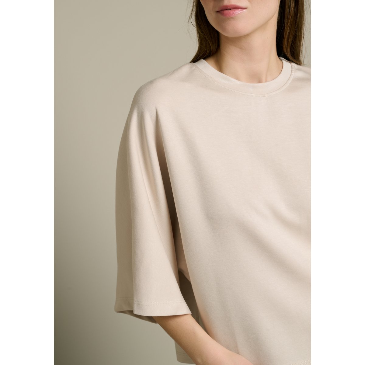 Sweat col rond manches larges beige ash, LOLALIZA