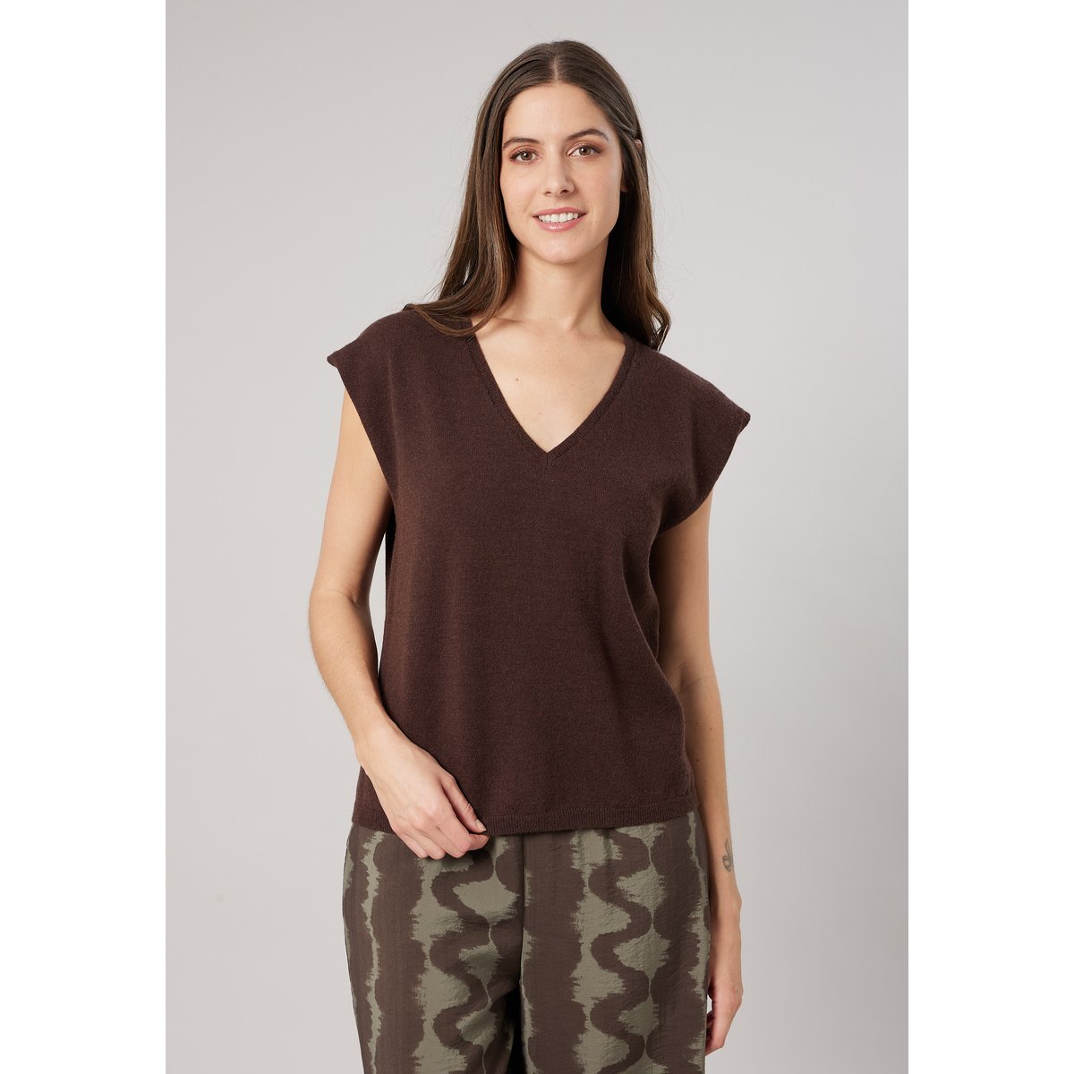 Pull sans manches femme MIRIA brown, DEELUXE