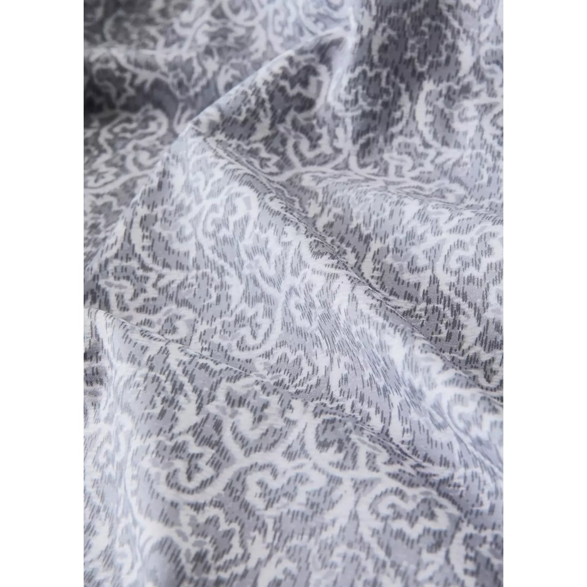 Housse de couette percale fleur décorative frise rayures Lit 150/160 cm gris clair/pastel, MANGO HOME