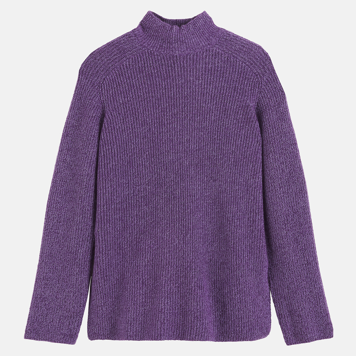 Pull long côtelé à col montant violet, LA REDOUTE COLLECTIONS