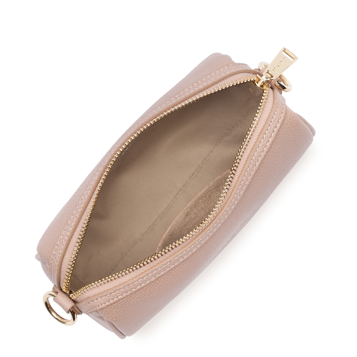 Sac trotteur zippé en cuir, MILANO ANA nude, LANCASTER