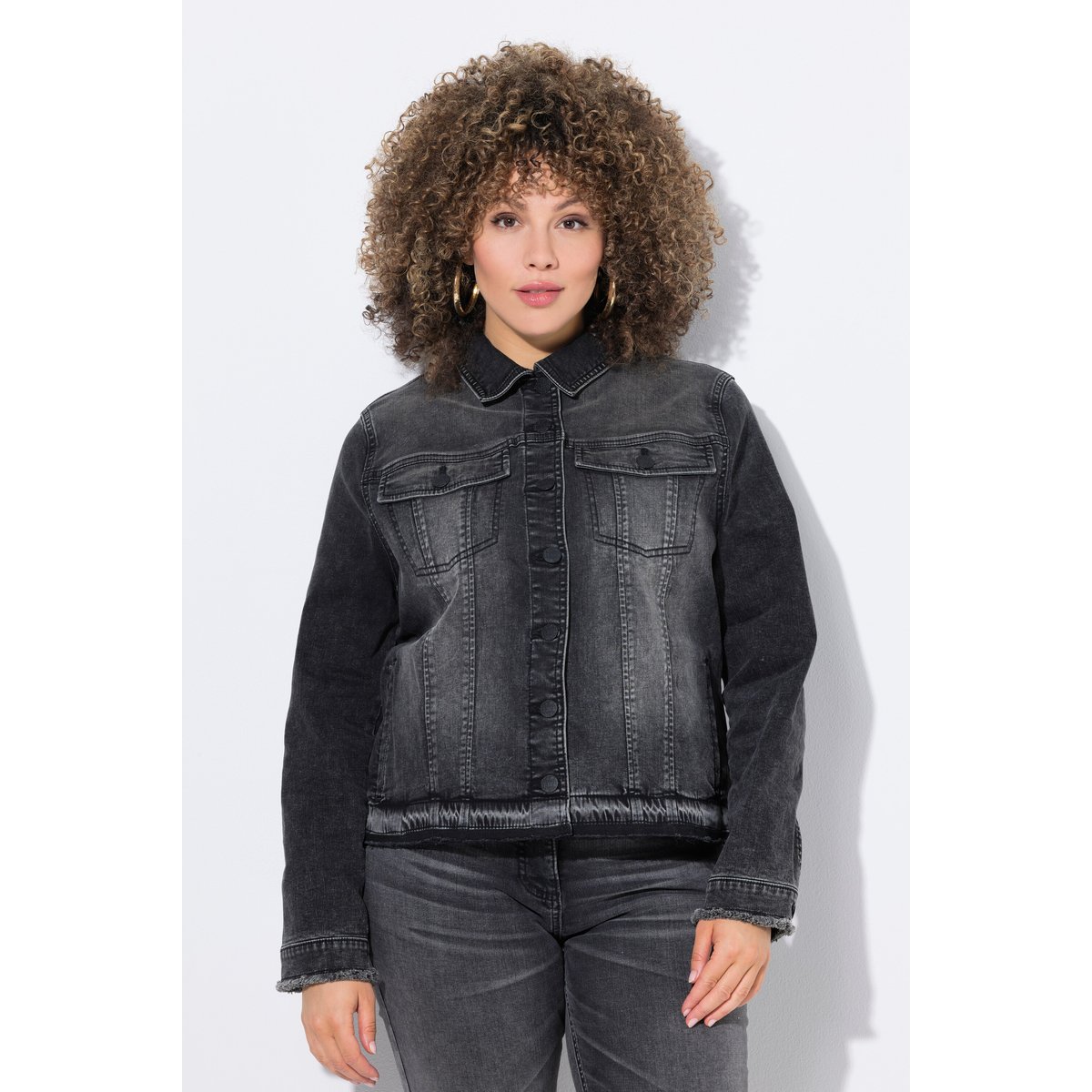 Veste en jean à franges noir, ULLA POPKEN