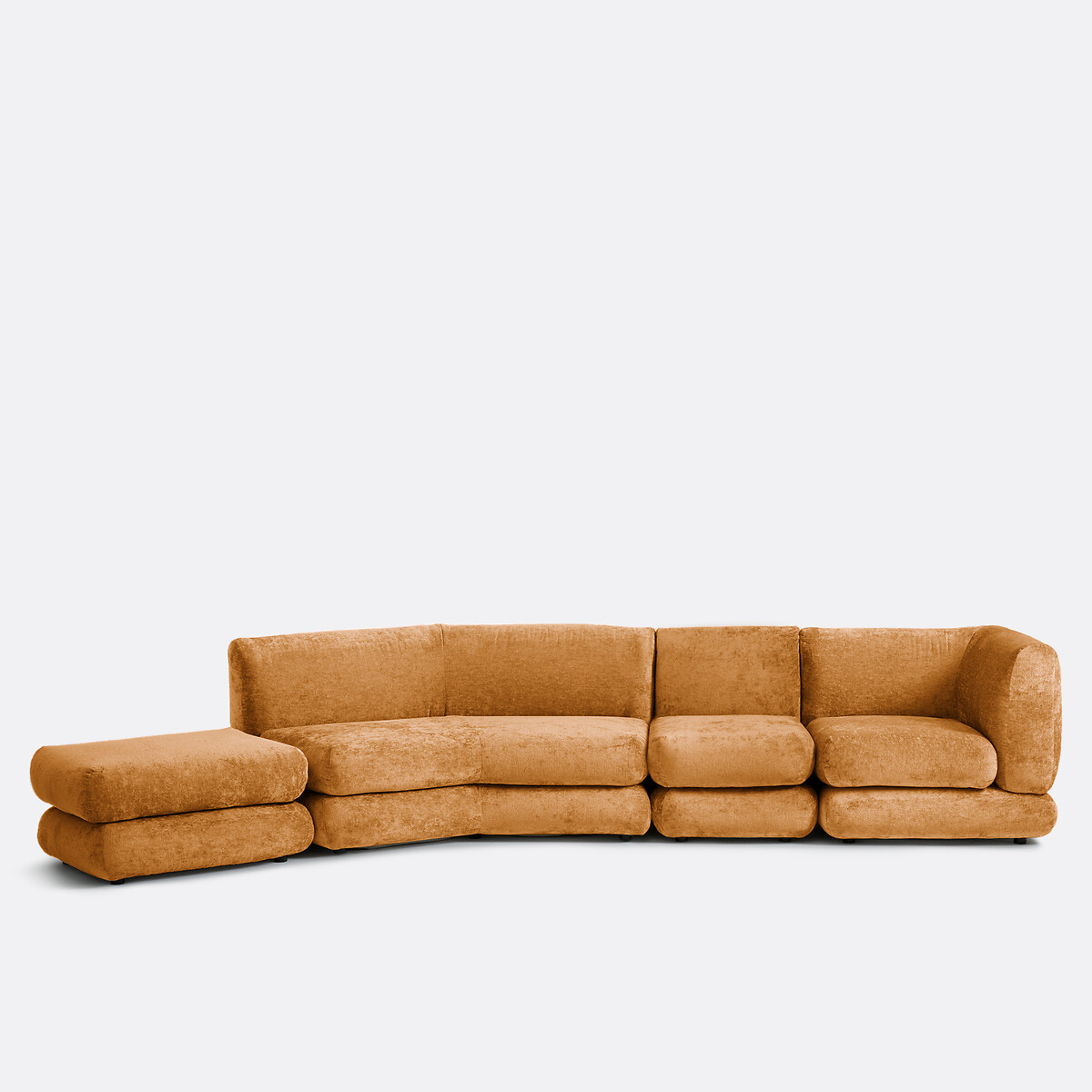 Sofá esquinero modular, terciopelo grueso, HOOVER arcilla, LA REDOUTE INTERIEURS