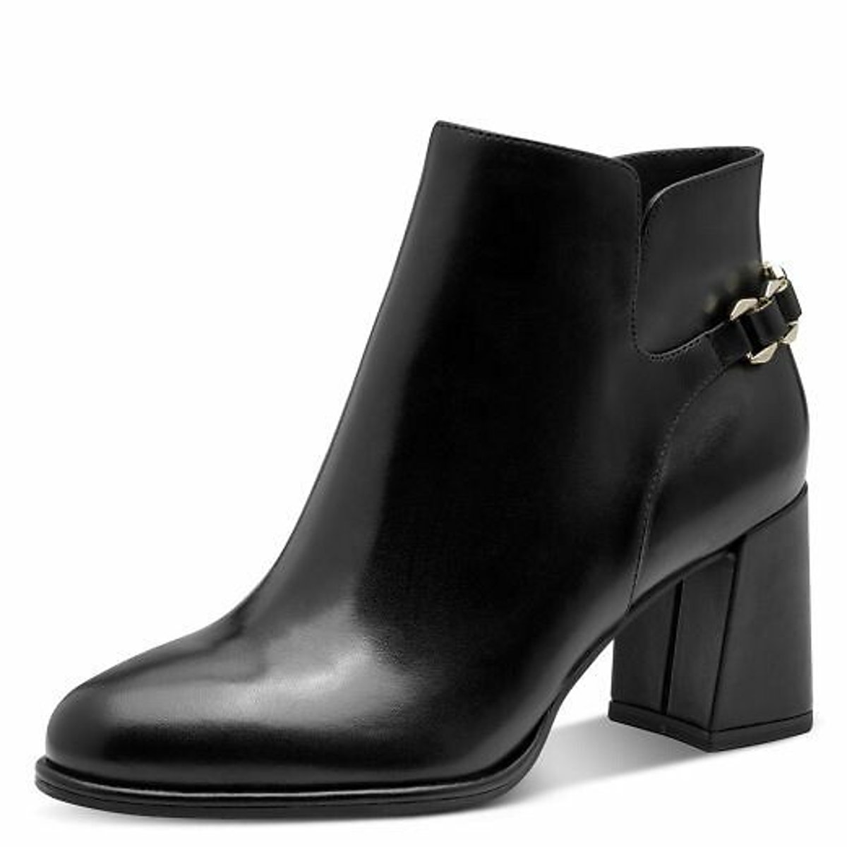 Bottines en cuir noir, TAMARIS