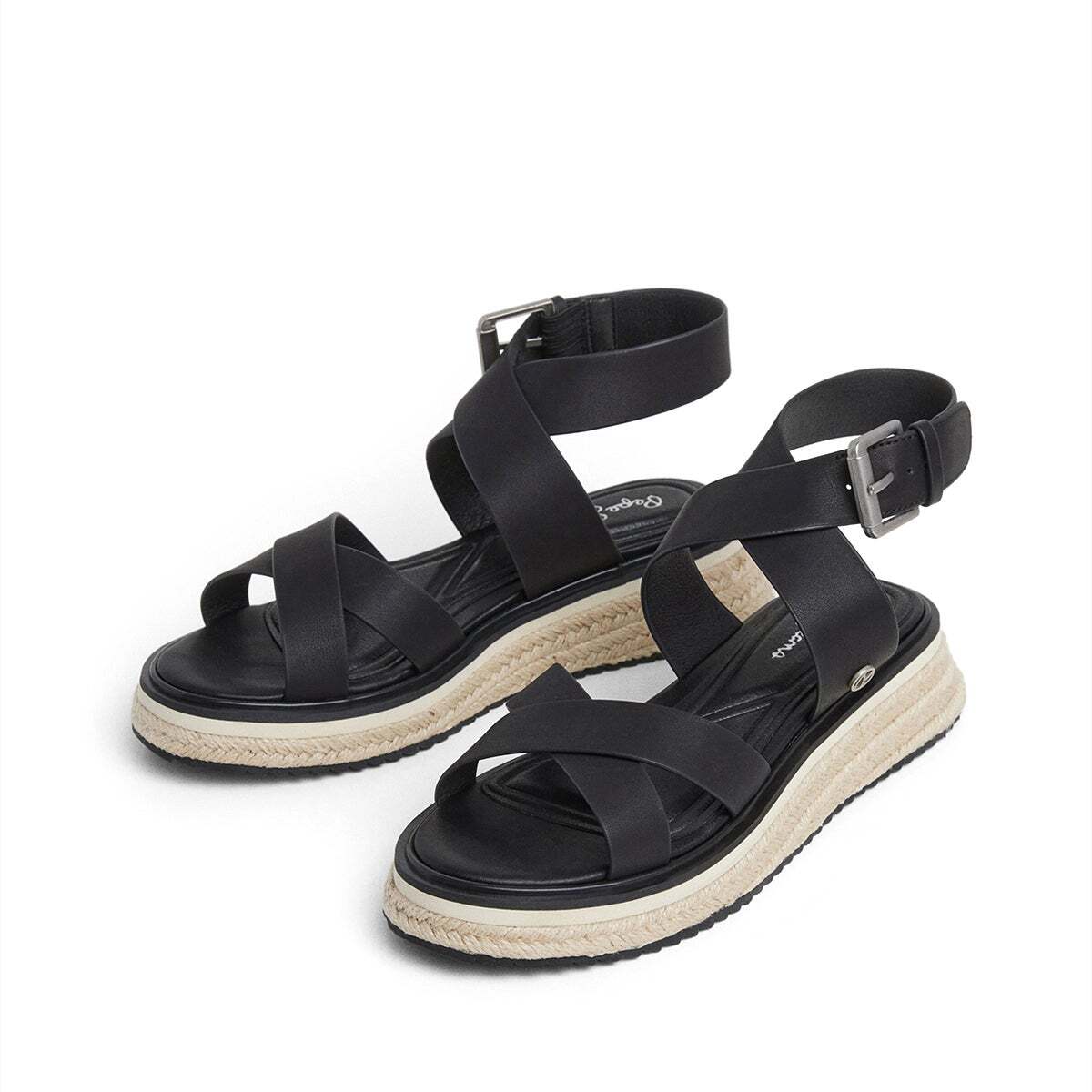 Sandales Compensées À Brides Croisées noir, PEPE JEANS