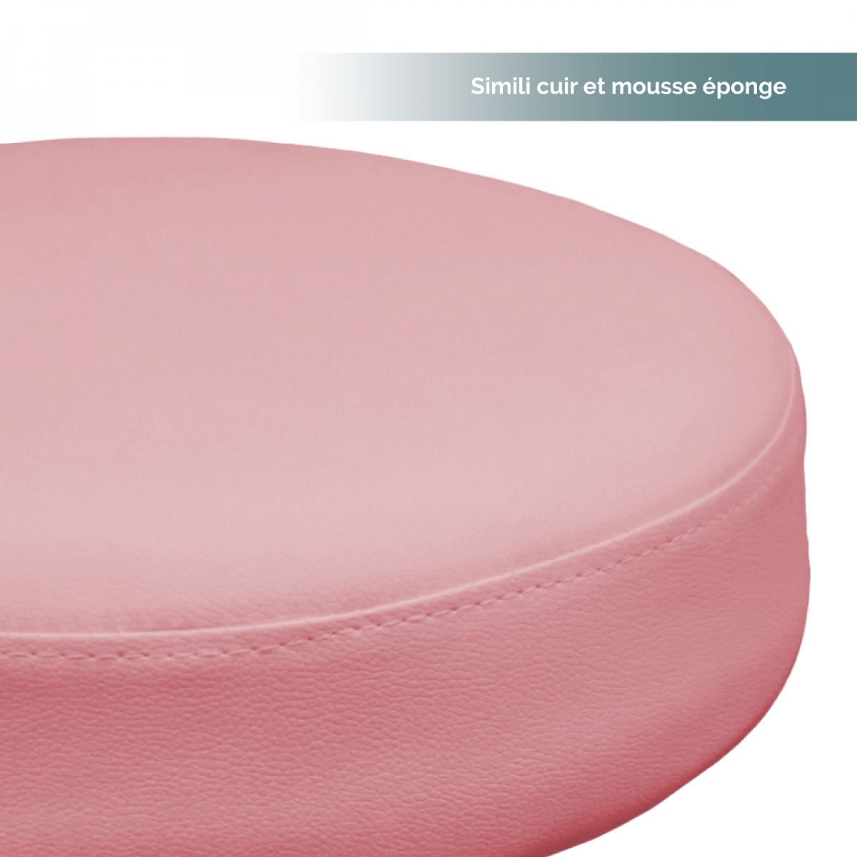 Tabouret rond à roulettes rose pastel, VIVEZEN