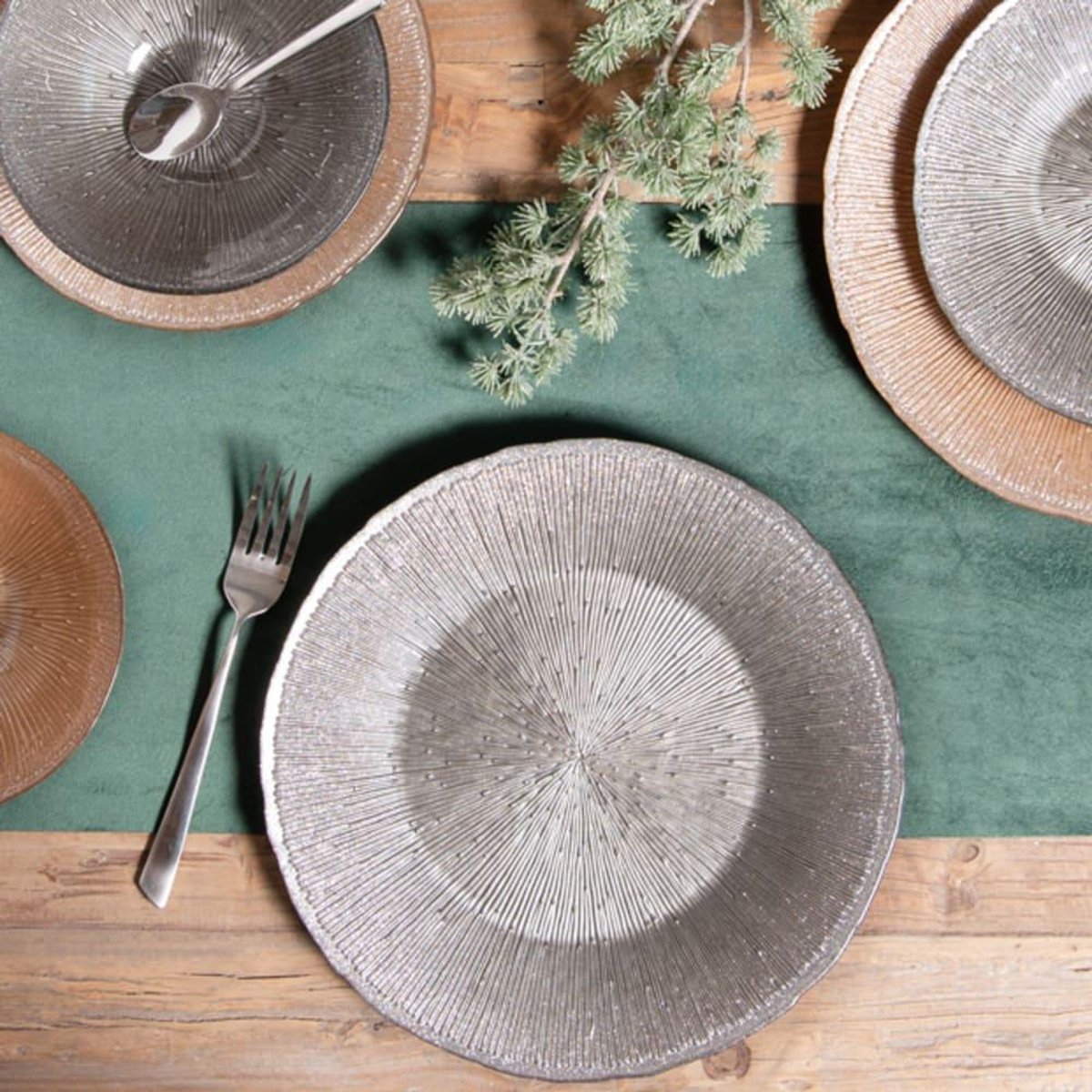 Assiette plate Glitter 28 cm (lot de 6) - GLITTER gris, TABLE PASSION