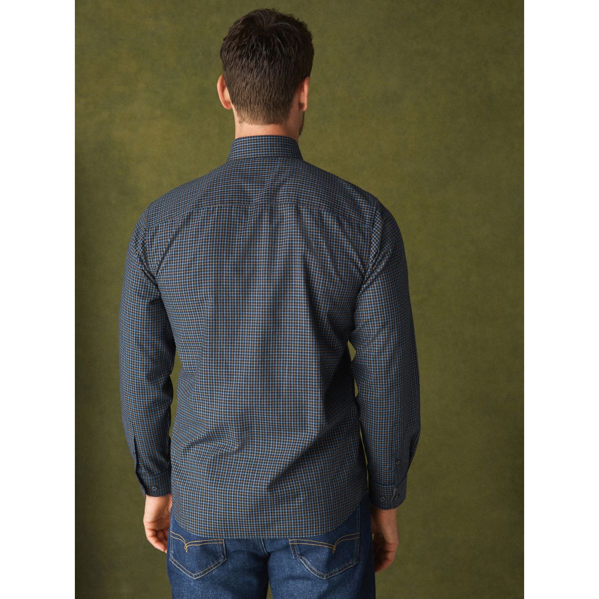 Chemise oxford standard boutonnée bleu, NEXT