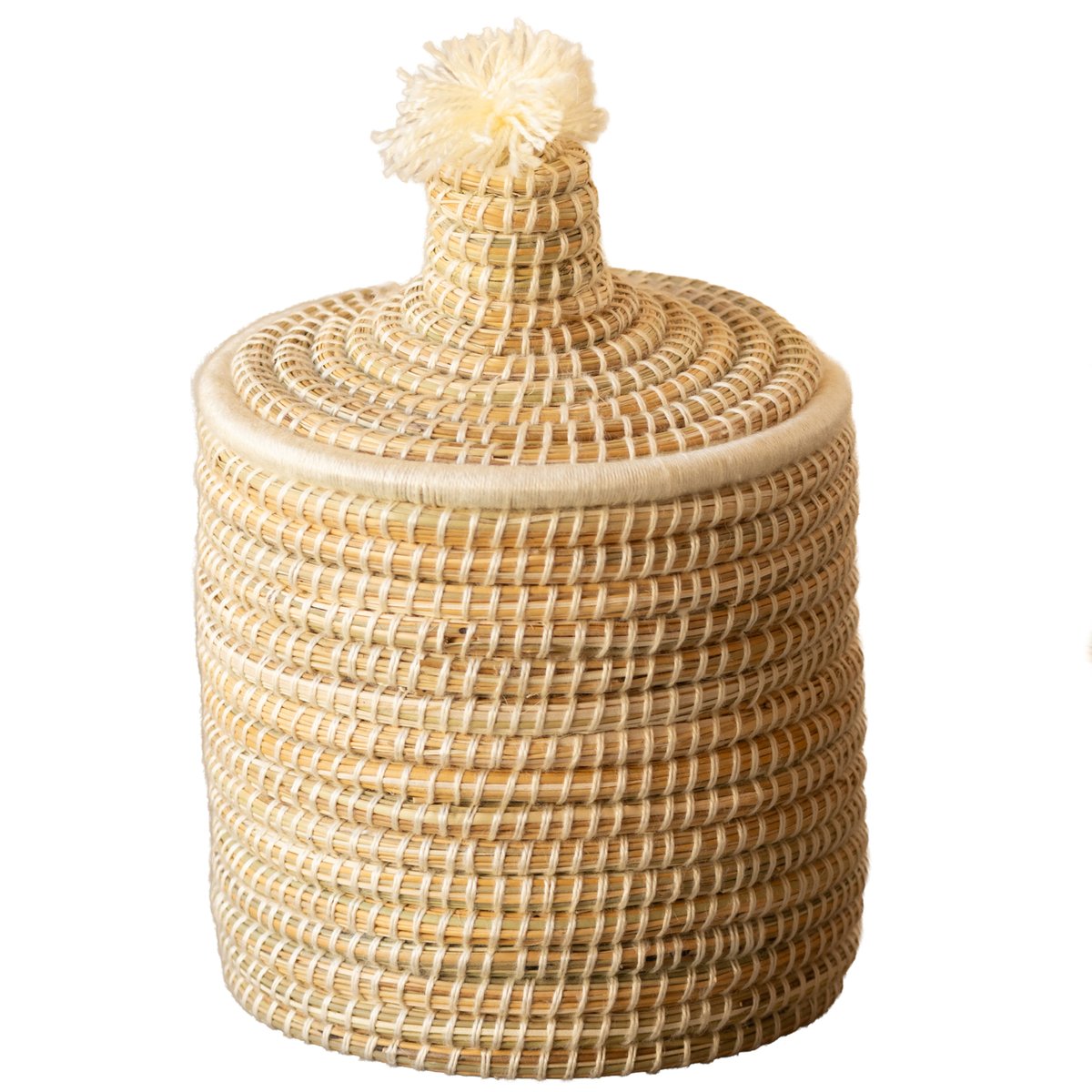 Panier avec couvercle laine - LOJI blanc, HOME MAISON