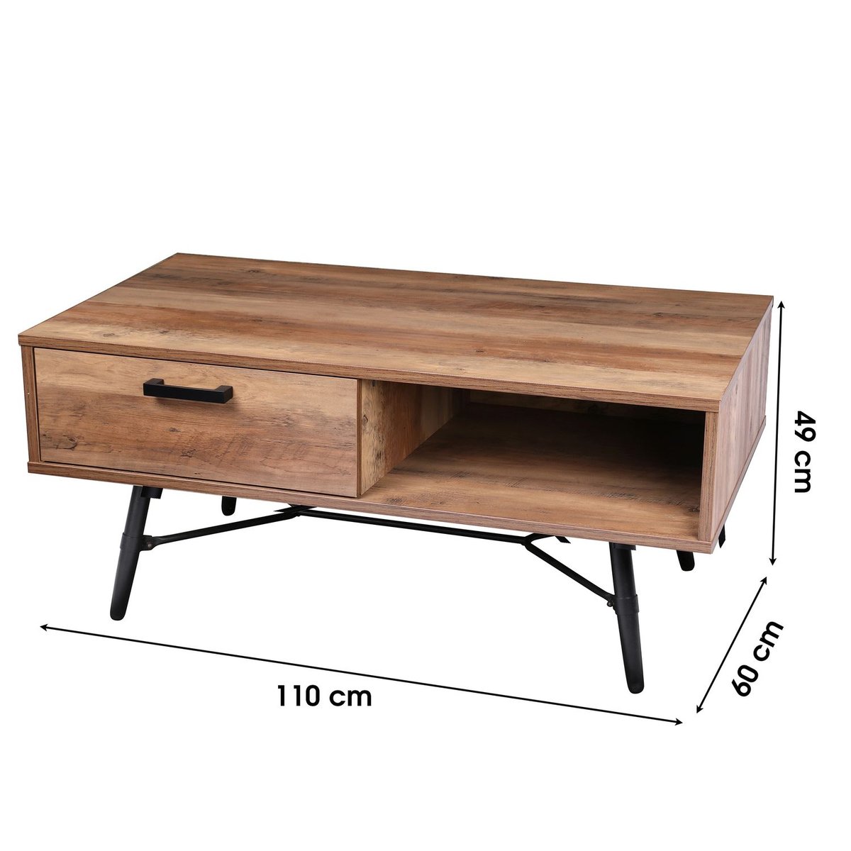 Table basse design bois et métal Hampton noir, URBAN LIVING