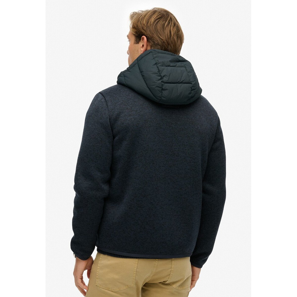 Veste hybride doudoune bleu marine, SUPERDRY