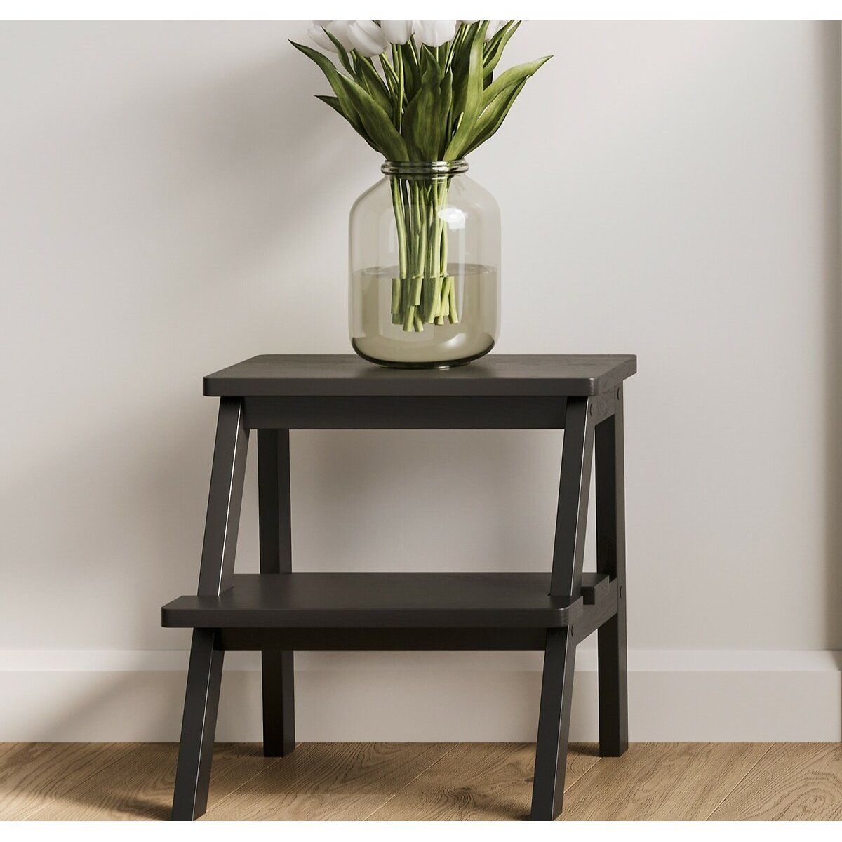 Adriana Pine Stool black, SO'HOME