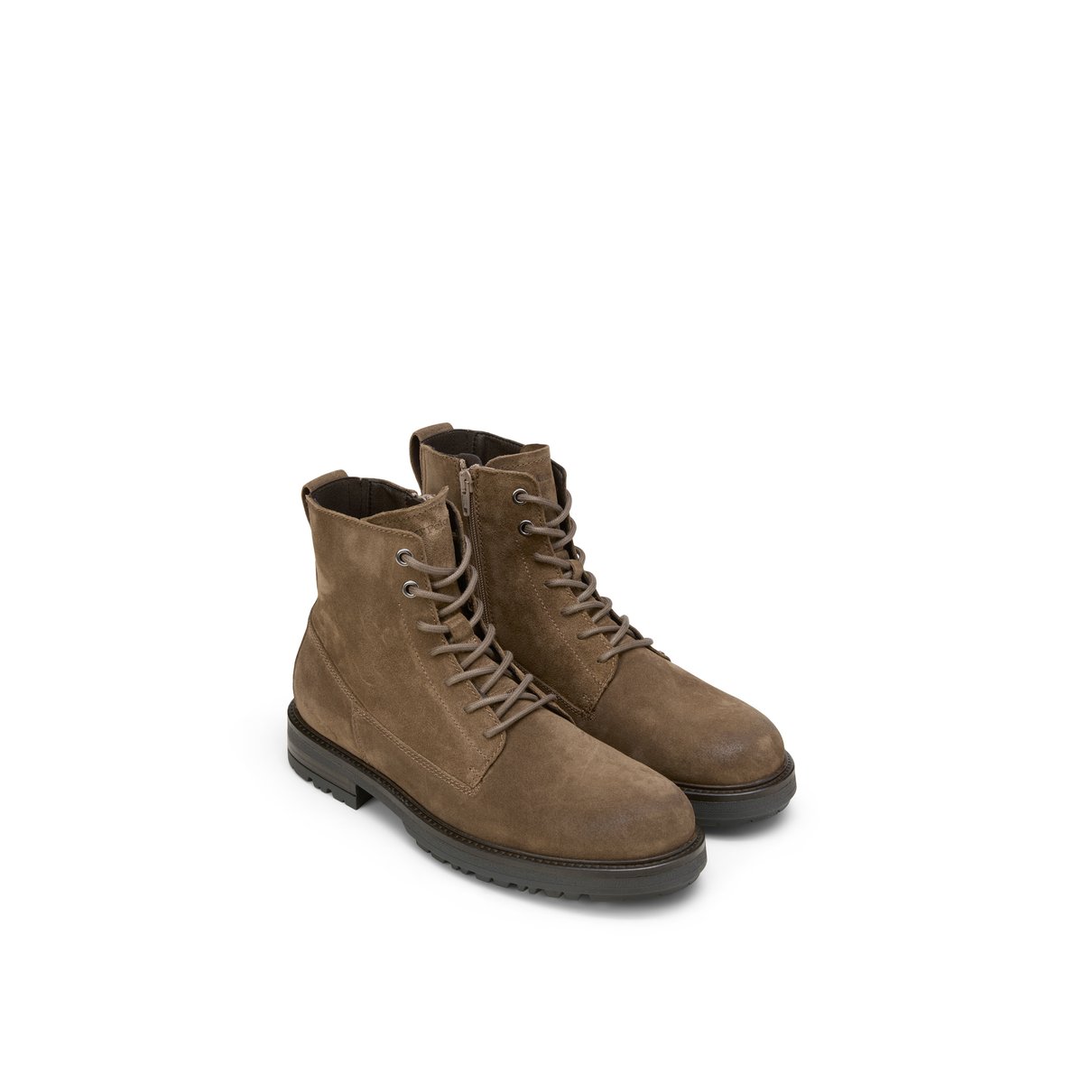 Bottes à lacets en cuir de vachette velours doux marron clair, MARC O'POLO