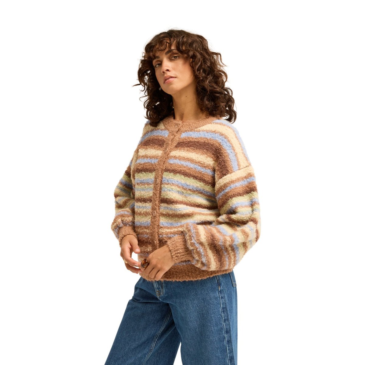 Gilet en tricot BAYSIDE STRIPES rouge sugar almond, BILLABONG