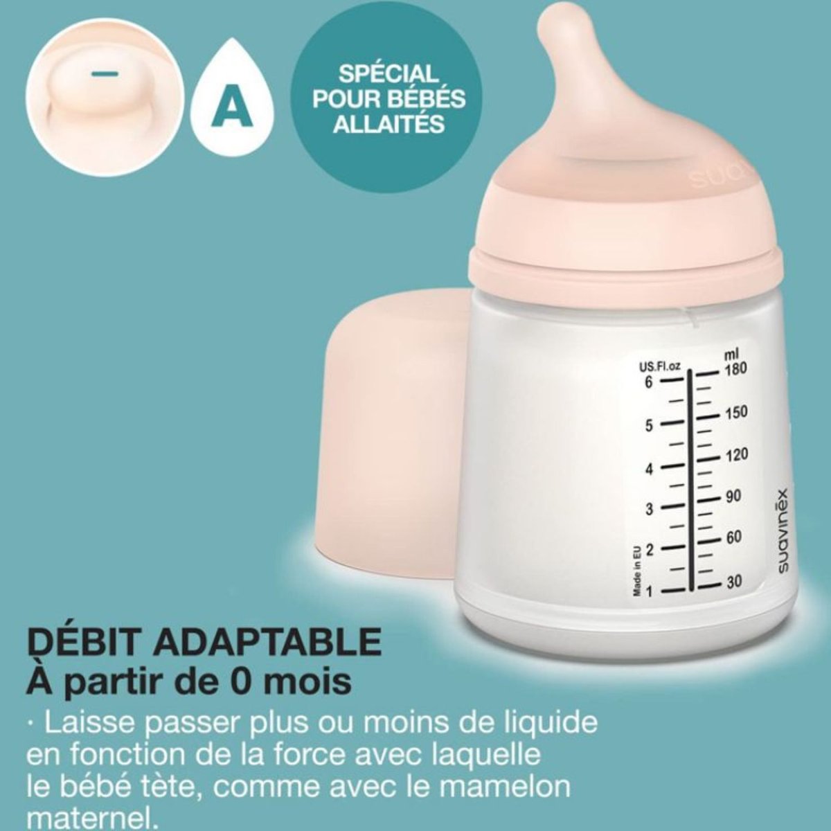 Coffret biberon + sucette symétrique SX PRO blanc, rose, SUAVINEX