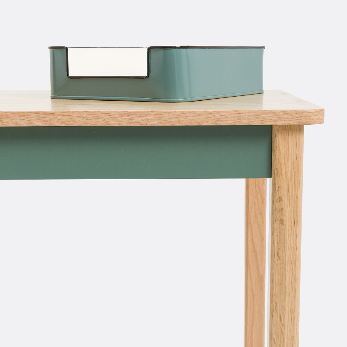 Bureau d’angle réversible avec rangement, Lina vert/bois, LA REDOUTE INTERIEURS