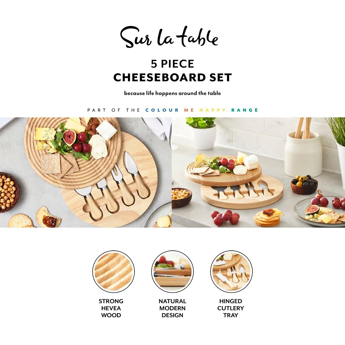 Colour Me Happy Cheeseboard Set brown              , SUR LA TABLE 