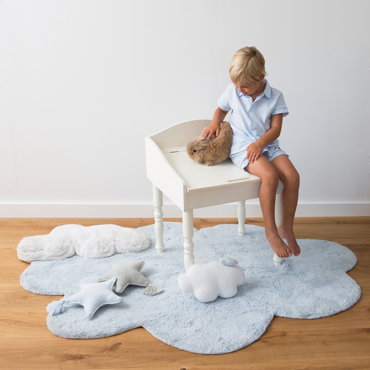 Tapis Rectangulaire en coton Rêve PUFFY bleu, LORENA CANALS