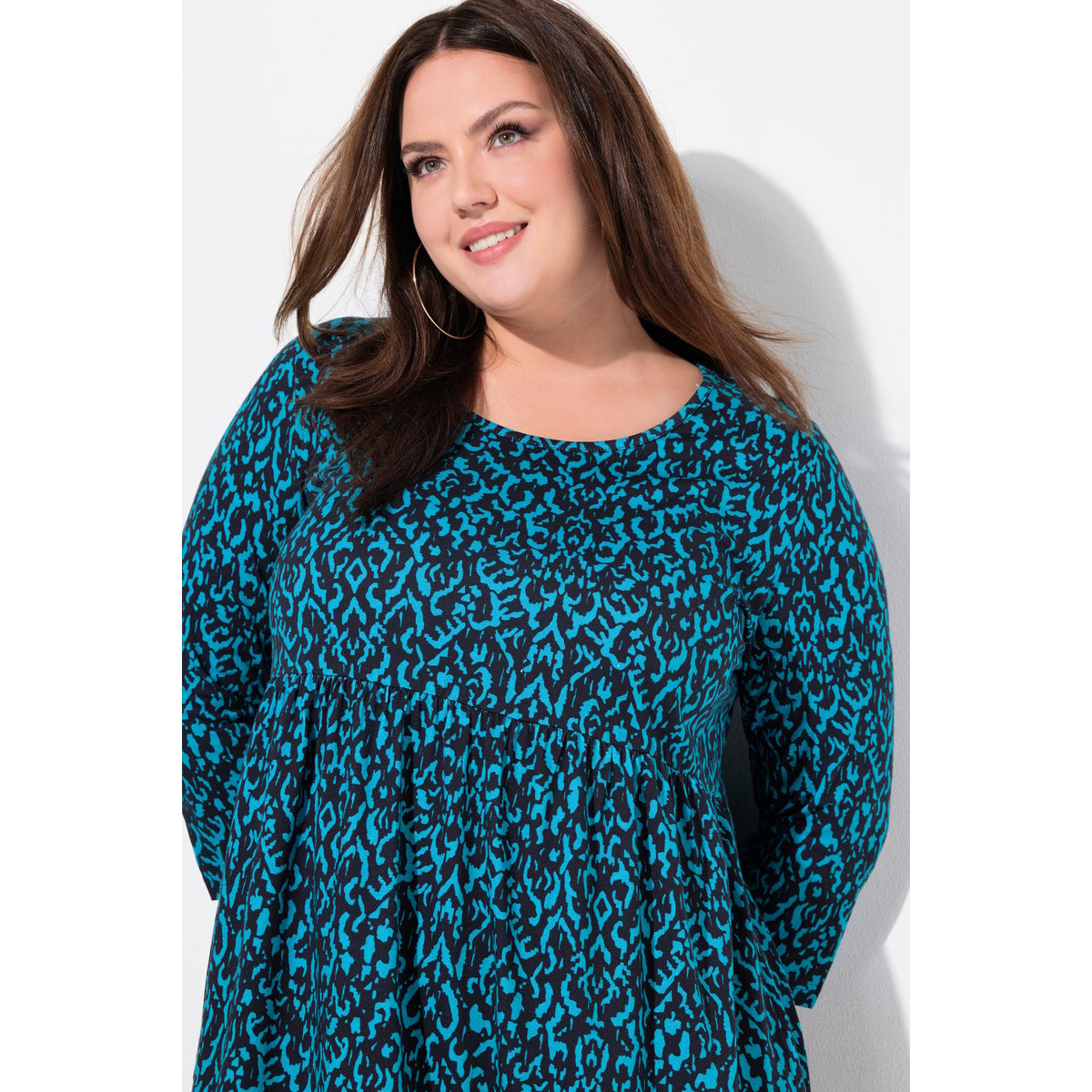 Robe en jersey coupe évasée, poches menthe turquoise, ULLA POPKEN