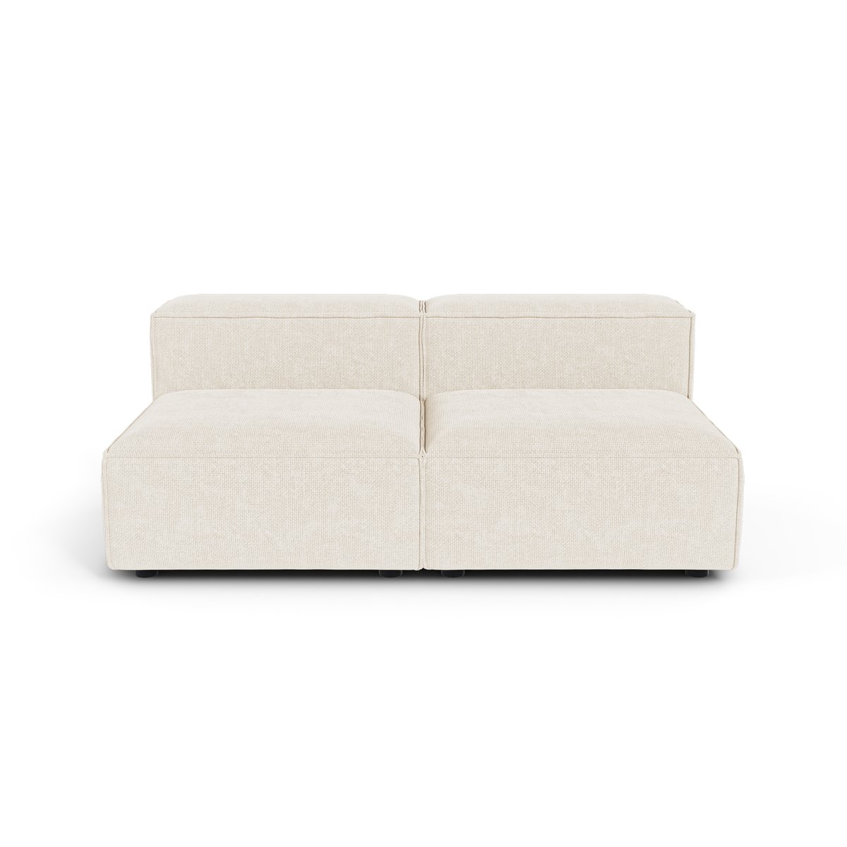 Canapé modulable 3 places en velours chenillé CUBI crème, SIA HOME