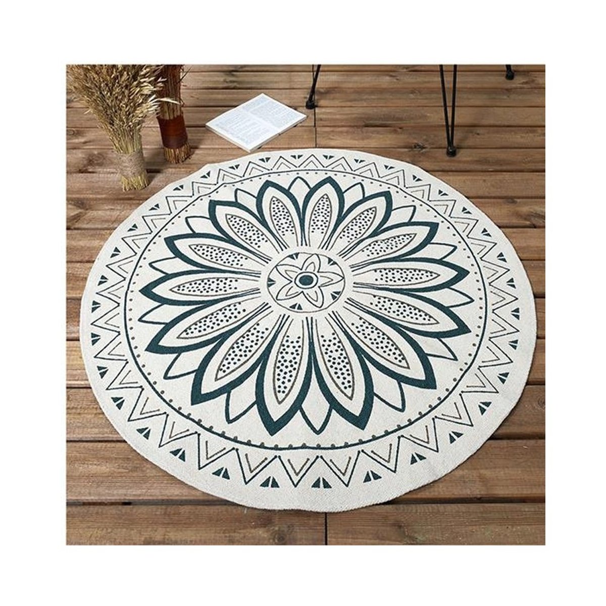 Tapis Rond Imprimé Mandala Vert D90 vert, DECORATIE