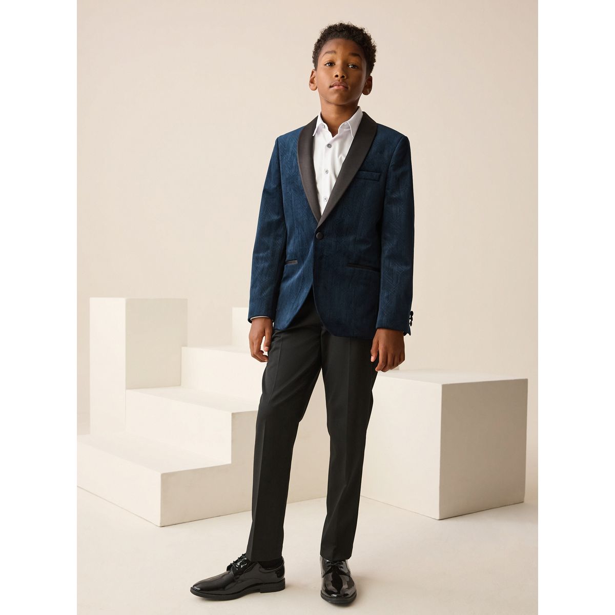 Blazer en velours texturé bleu marine, NEXT
