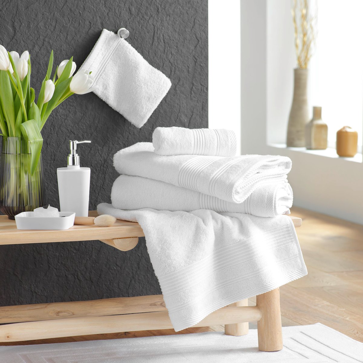 Serviette de Toilette en Coton Tendresse blanc, EDEN