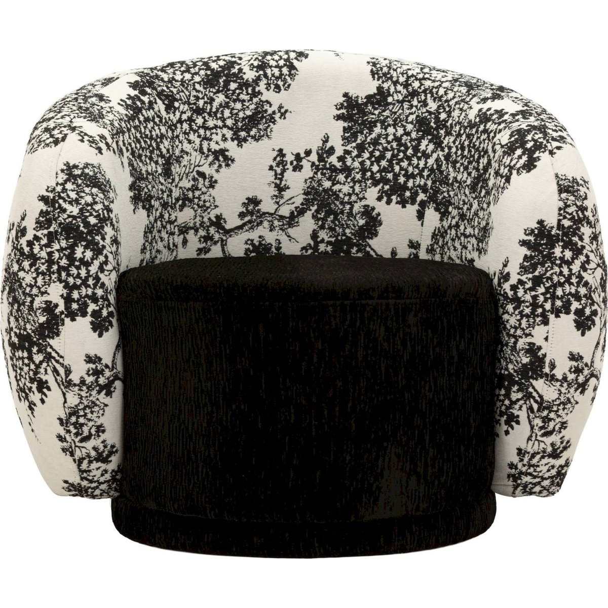 Fauteuil style oriental motif végétal MODERN noir et blanc, RECOLLECTION