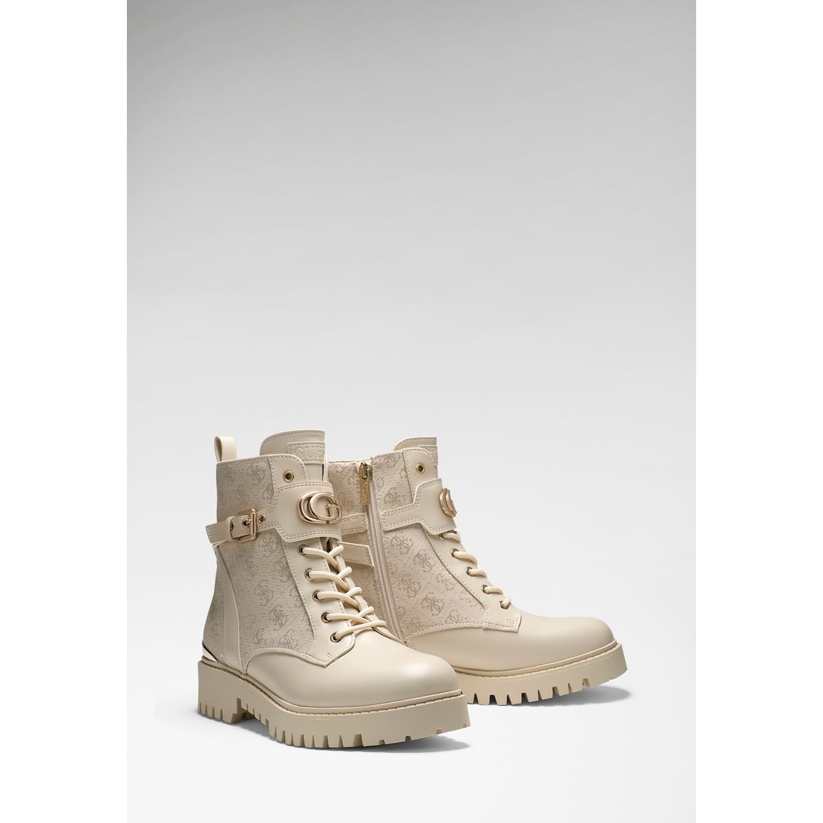 Bottes De Combat Avec Logo Olanna beige, GUESS