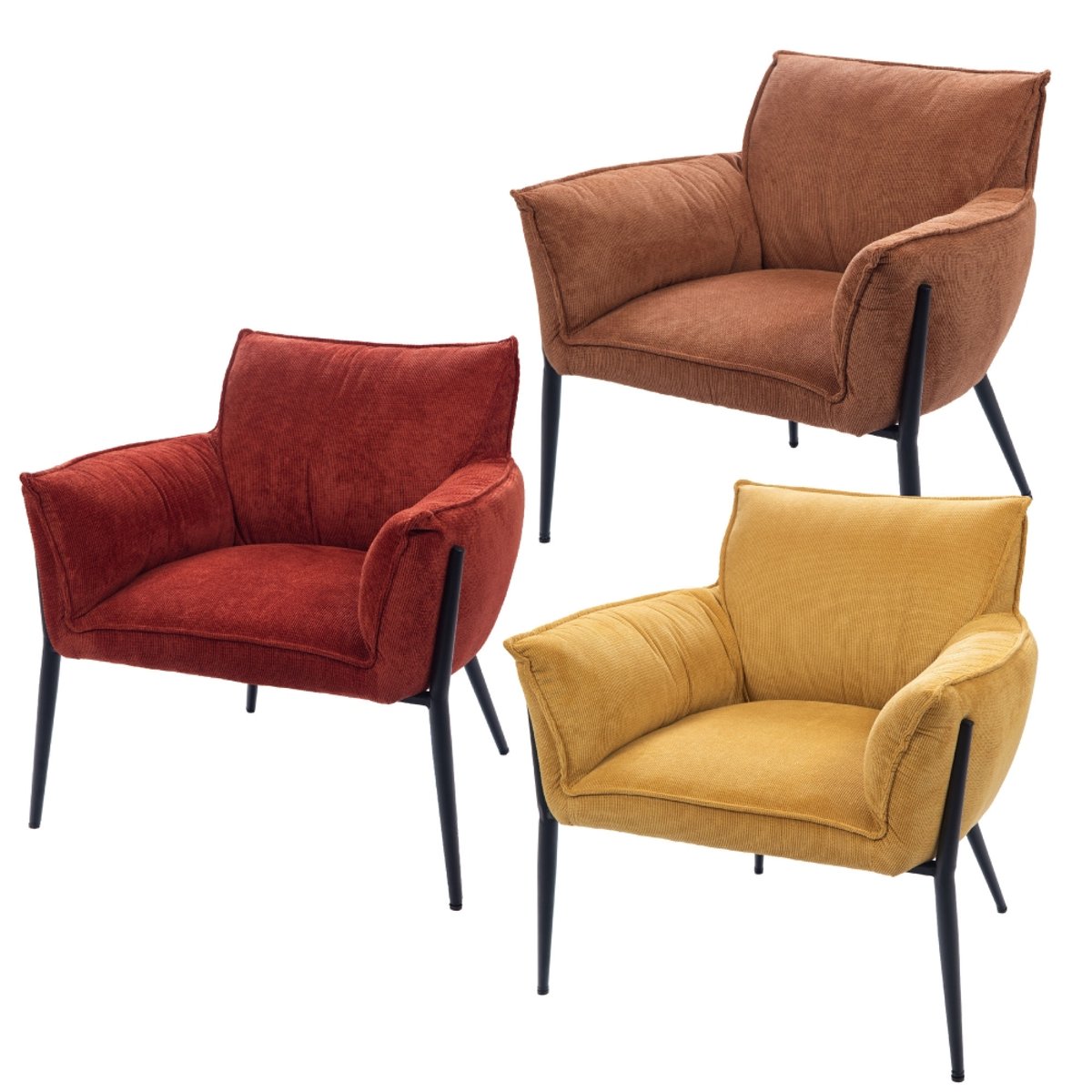 Fauteuil en tissu taupe Rosie orange, AMADEUS