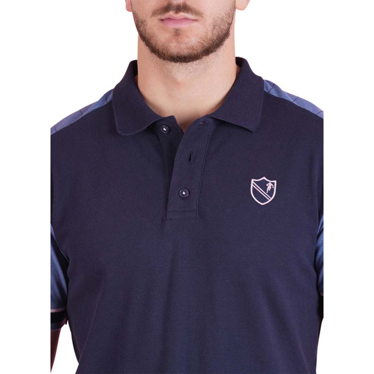 Polo en coton bleu en maille piquée avec une coupe droite et un col à revers bleu, RUCKFIELD