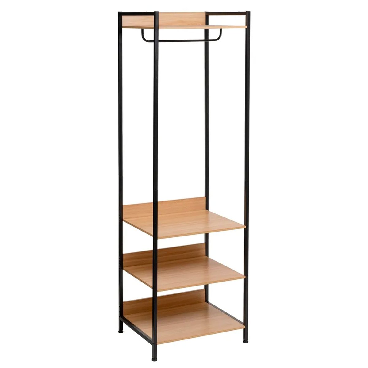 Étagère penderie effet bois et métal noir 60x48x190cm bois, WADIGA