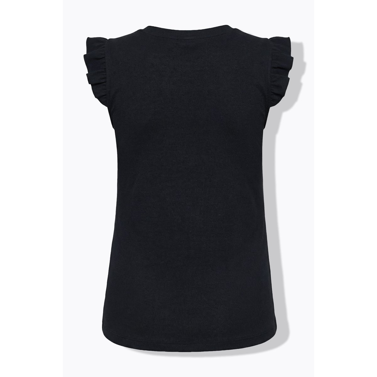 T-shirt côtelé avec volants, coupe Slim Shape noir, STUDIO UNTOLD