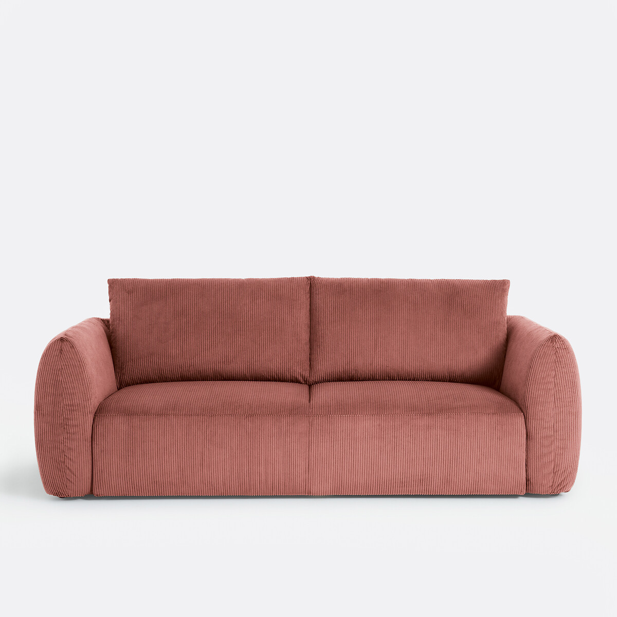 Canapé droit, 3 ou 4 places, en velours côtelé moyennes côtes, EDITH vieux rose, LA REDOUTE INTERIEURS